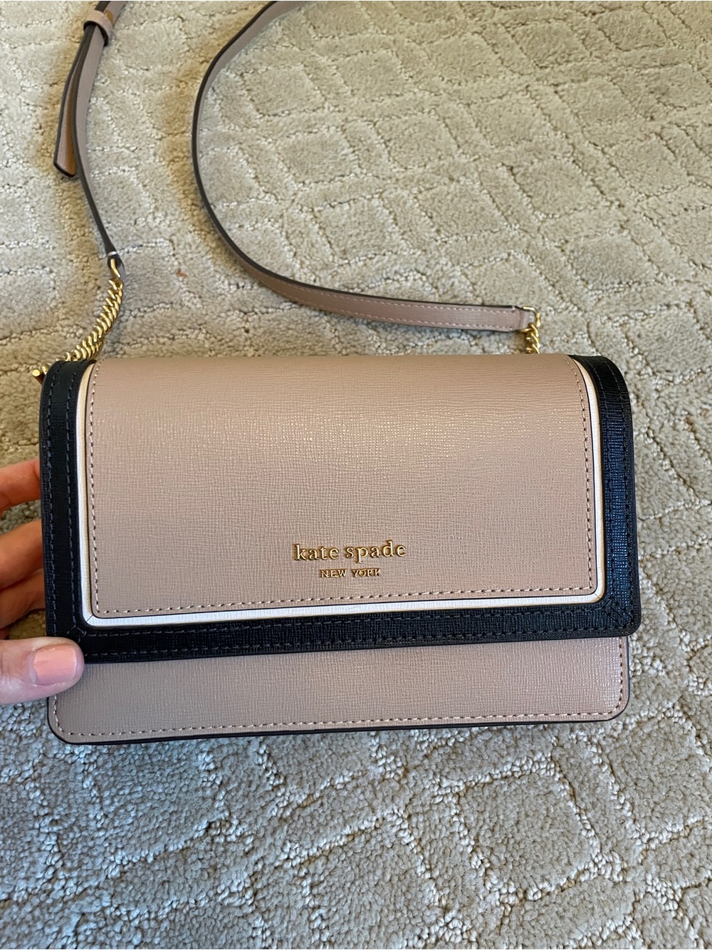 kate spade Two-Tone Blush and Black Leather Crossbody